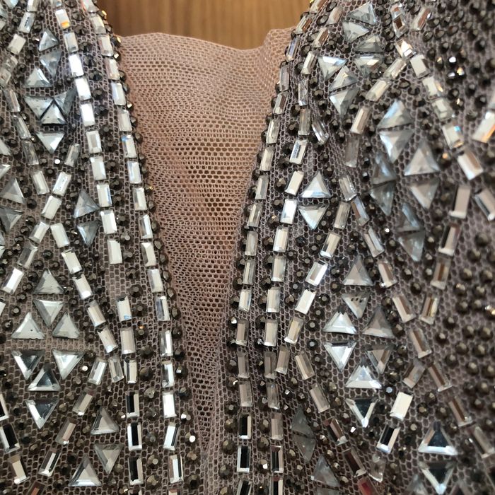 Rochie ocazie S/M piere aplicate din lurex auriu ca noua