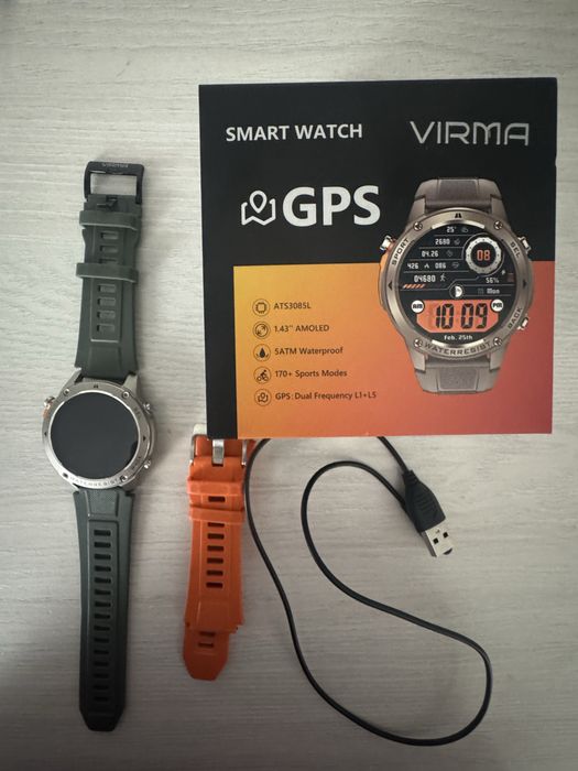 Смарт-часы Virma DM56 GPS 53 мм серебристый-черный