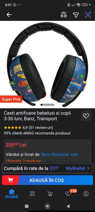 Căști omologate bebe antifonice (3-36 luni)