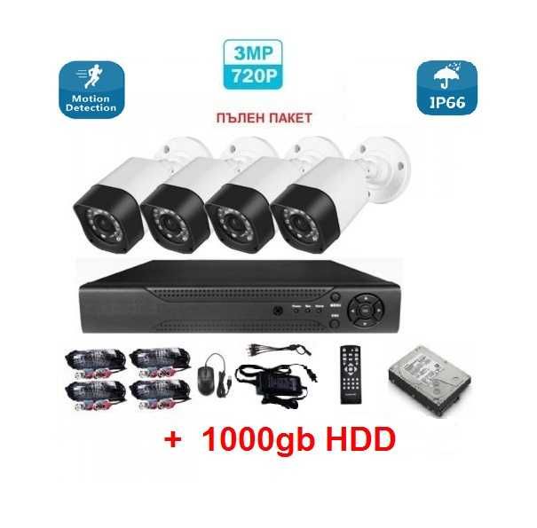 1000gb хард диск камери кабели DVR - Пълна система за Видеонаблюдение