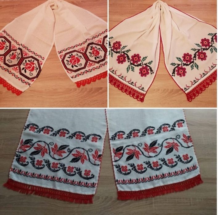 Prosop/ștergar tradițional lucrat manual pe etamină