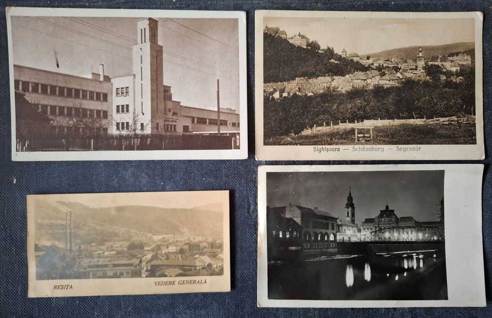 Cărți poștale interbelic Reșița, Vatra Dornei, Sighișoara, Sibiu