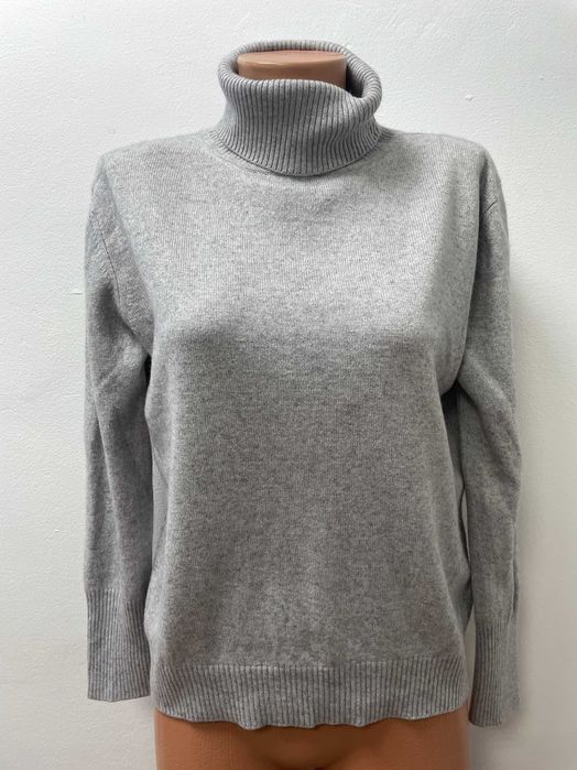 Дамски пуловер 42 - L КОПРИНА и КАШМИР поло яка сив