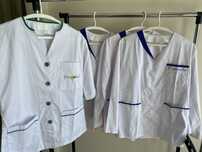 Set 4 halate NOI albe medicale M calitative cu mânecā lunga & scurtă