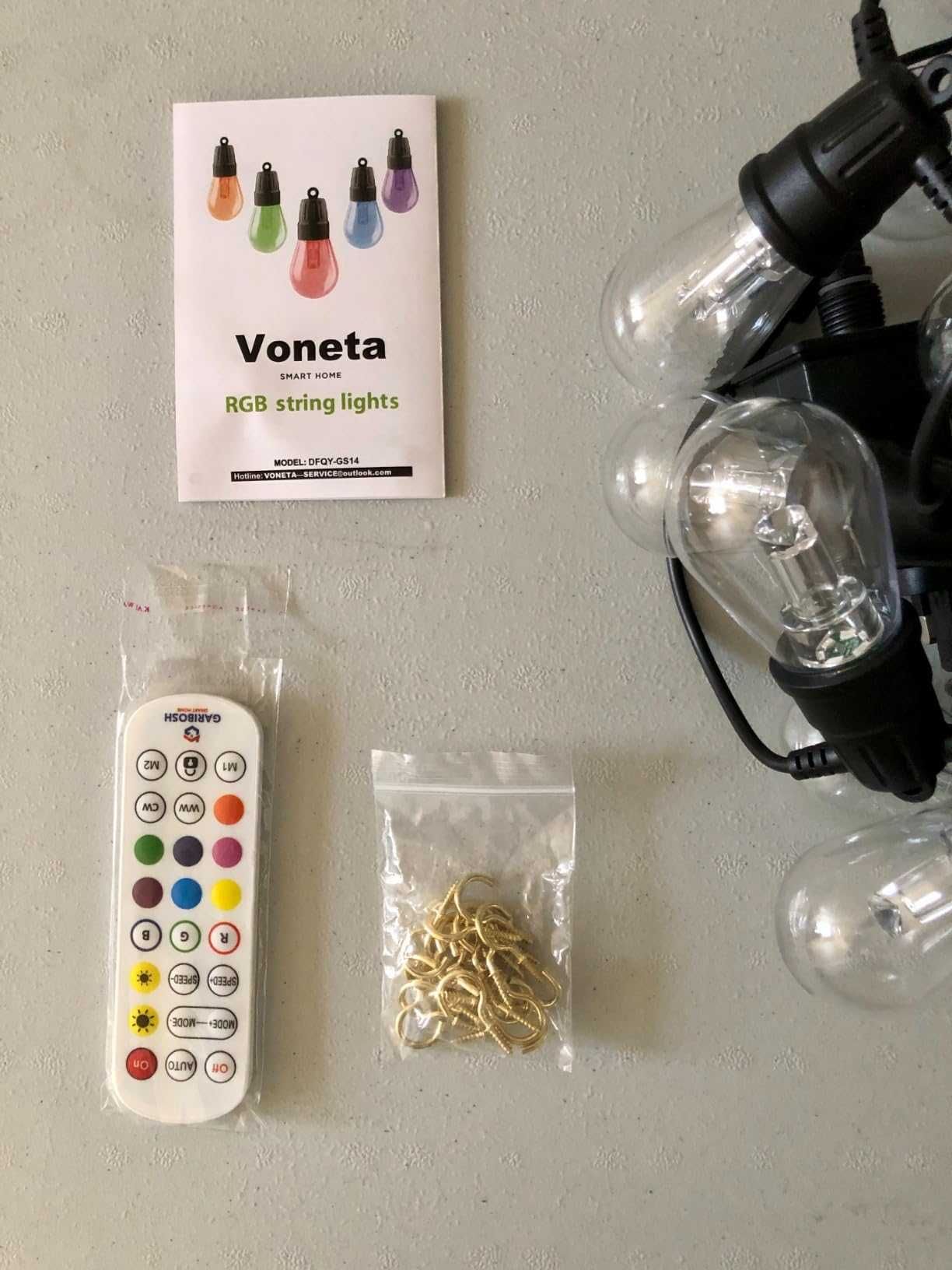 Външни стрингови лампи Voneta, 15 м RGB, водоустойчиви с приложение