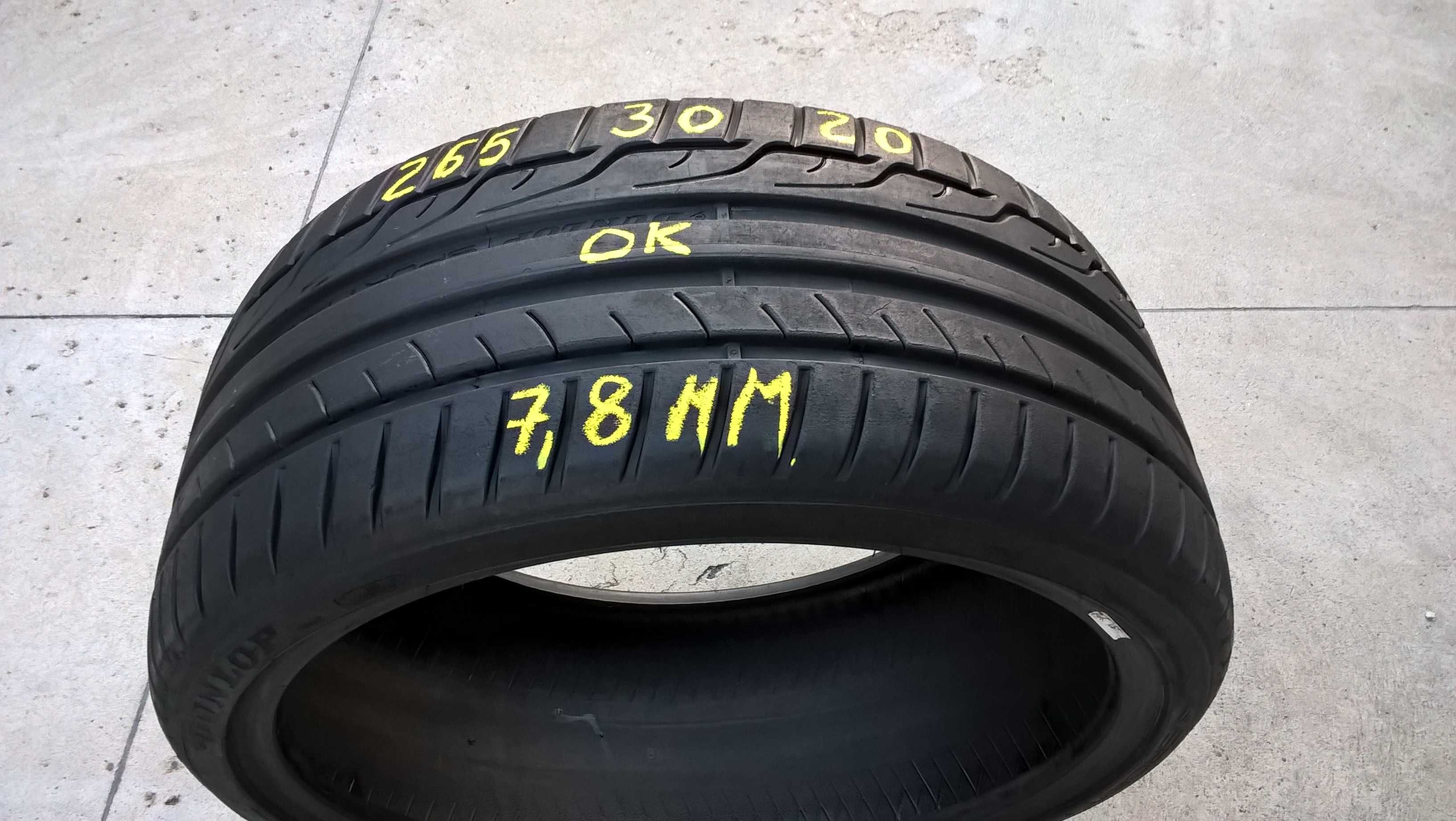 O anvelopa de vara 265 30 20 dunlop sport maxx RT profil 7,8 mm