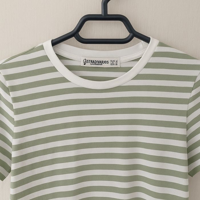 Tricou Stradivarius cu dungi alb-verde – mărimea M