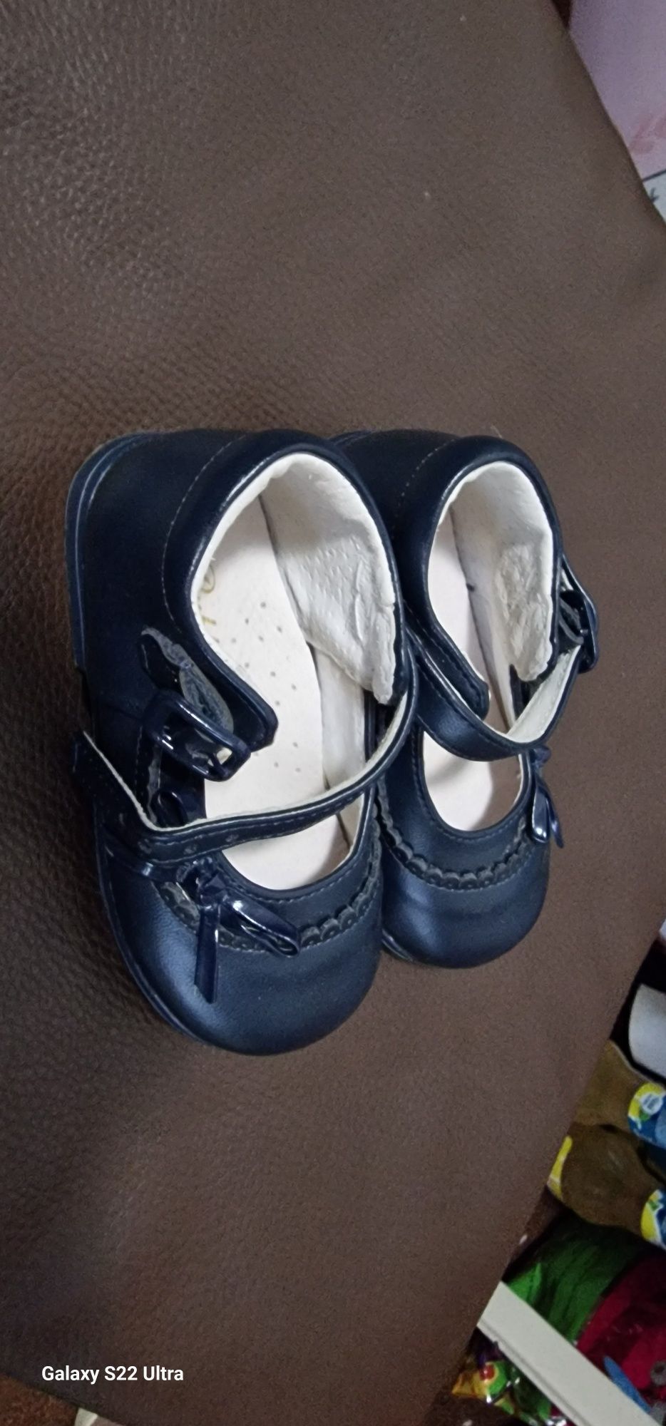 Bubble Pantofiori piele fetițe bleu, marime 22, noi