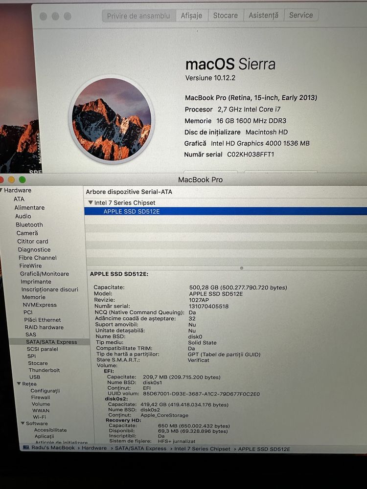 Macbook Pro Retina 15” I7 2.7GHz 16Gb RAM 512 Gb SSD