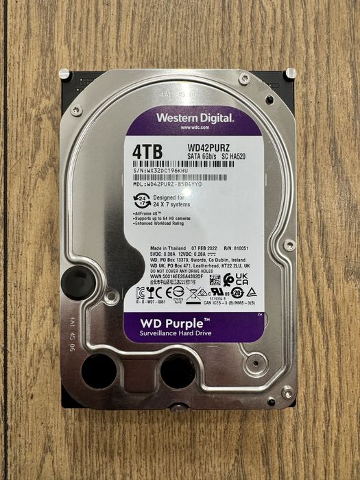Жесткий диск 4 ТБ (4000 Гб) WD Purple