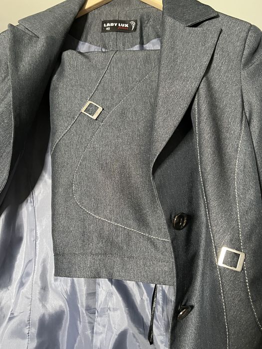 Costum elegant gri Lady Lux