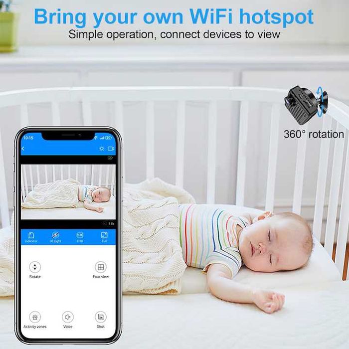 Mini Camera de Supraveghere WiFi Full HD, Viziune Nocturna Audio-Video