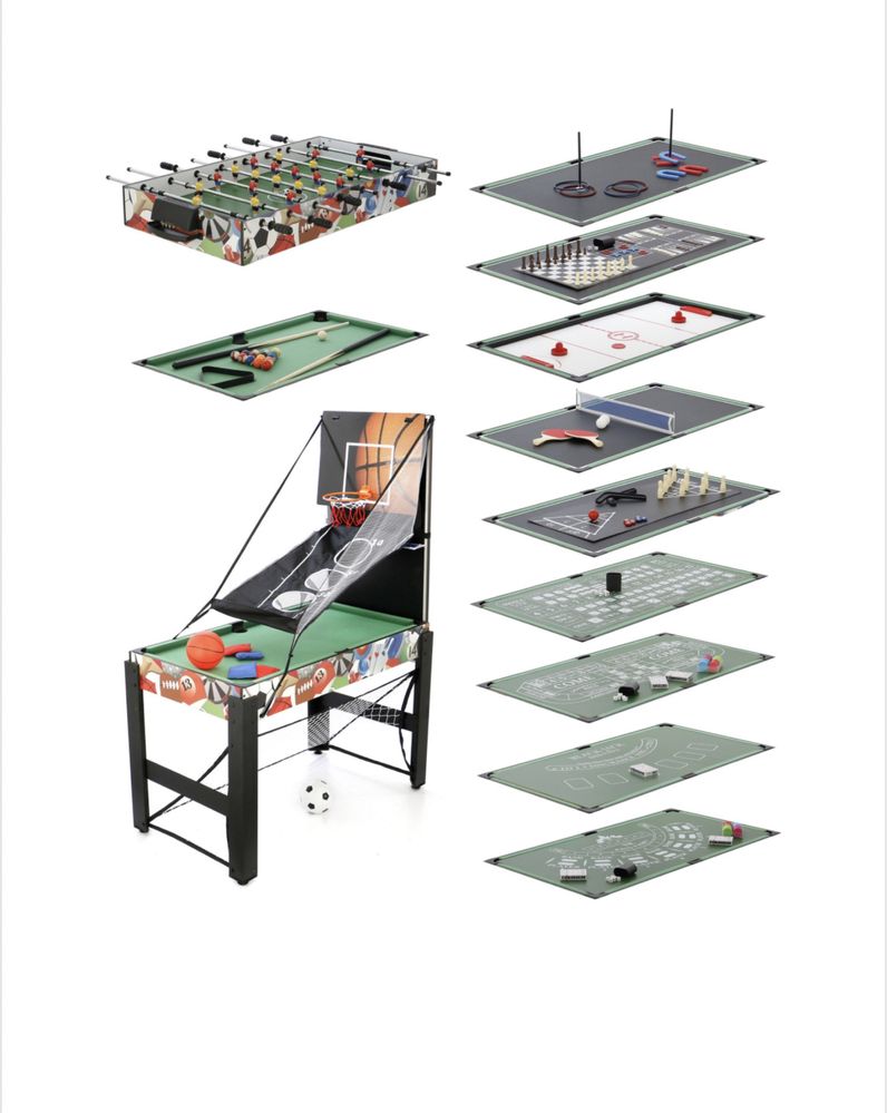 Masa mini-jocuri 20-in-1, 126x60.5x82 cm, culoare verde