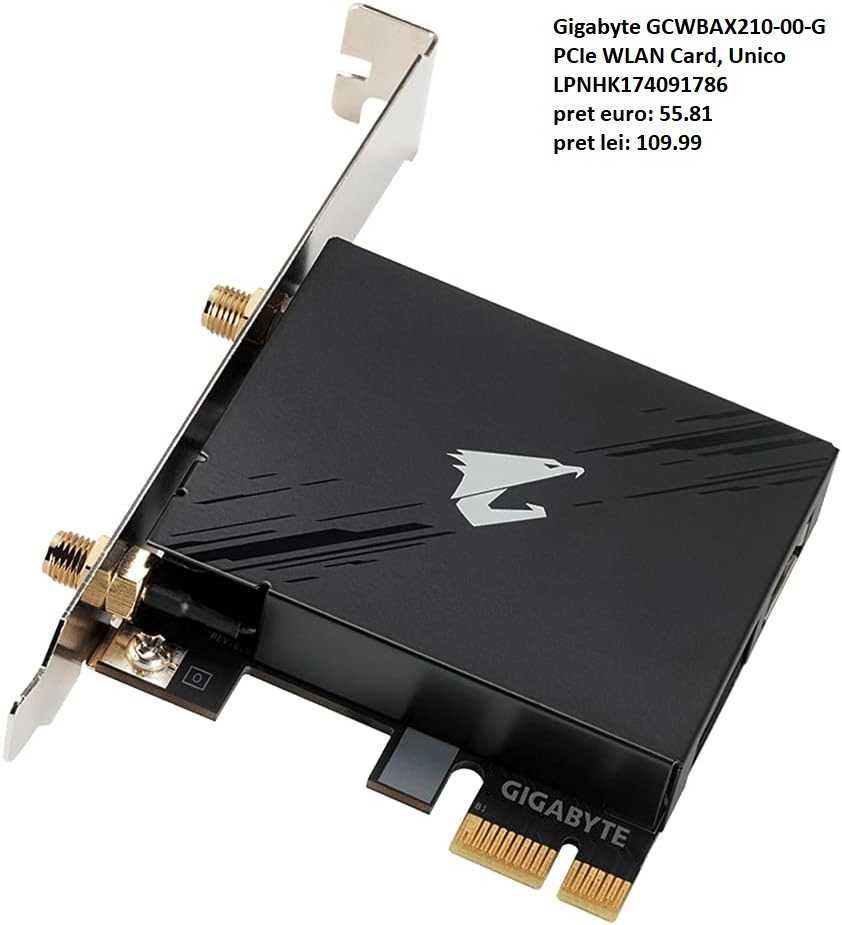 Gigabyte GCWBAX210-00-G PCIe WLAN Card, Unico