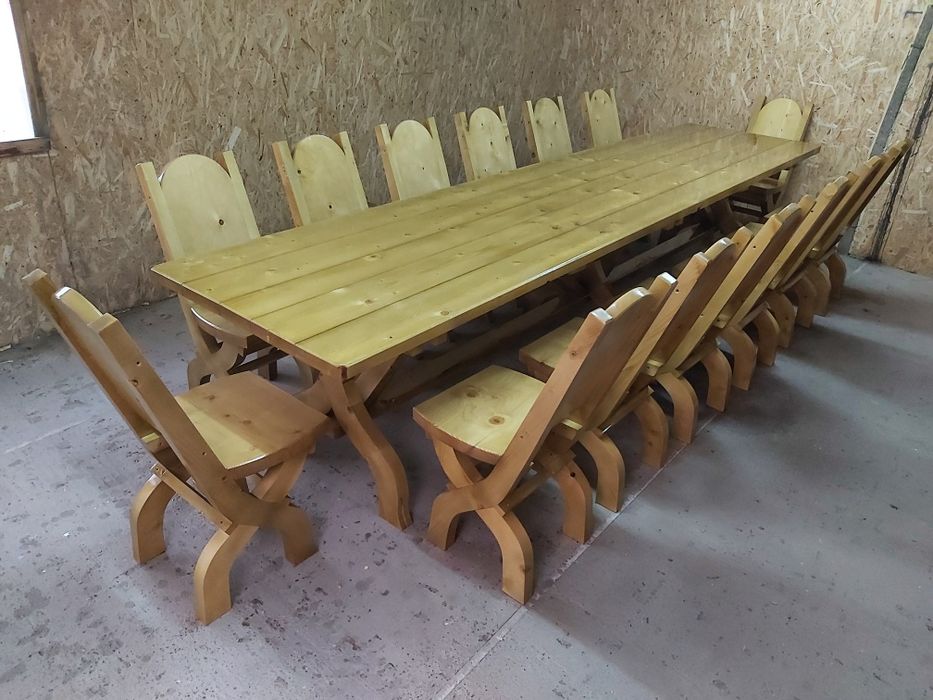 Masa cu 12 / 14 scaune "Tip XL" . Mobilier rustic . Mese si scaune