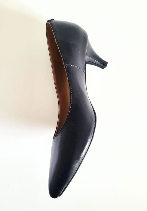 Pantofi Stiletto Piele Negri Toc Mic