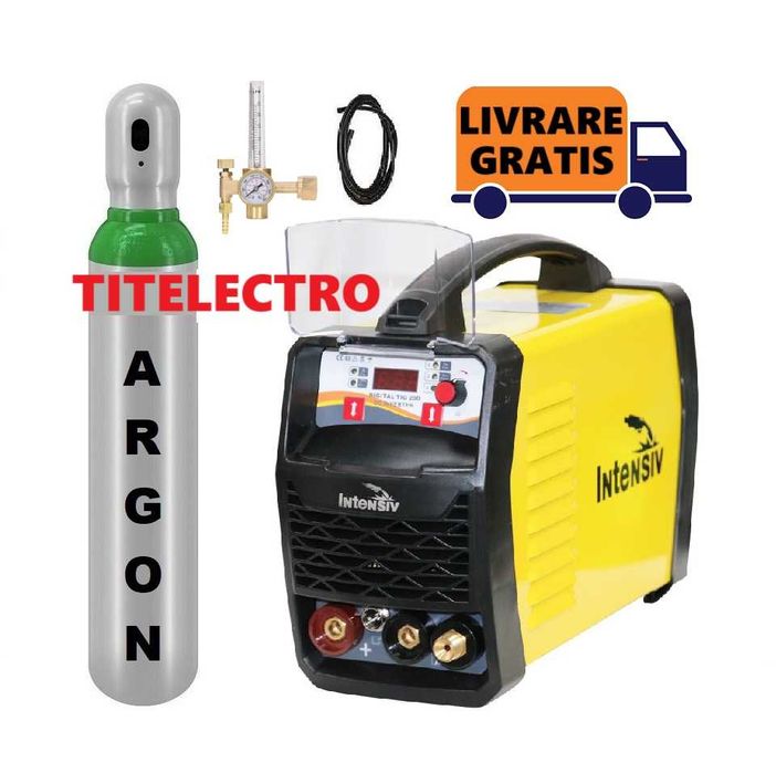 Aparat sudura Digital Tig 200 INTENSIV otel inox + tub 8L argon + ceas