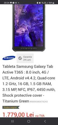 Vând tableta Samsung tab active