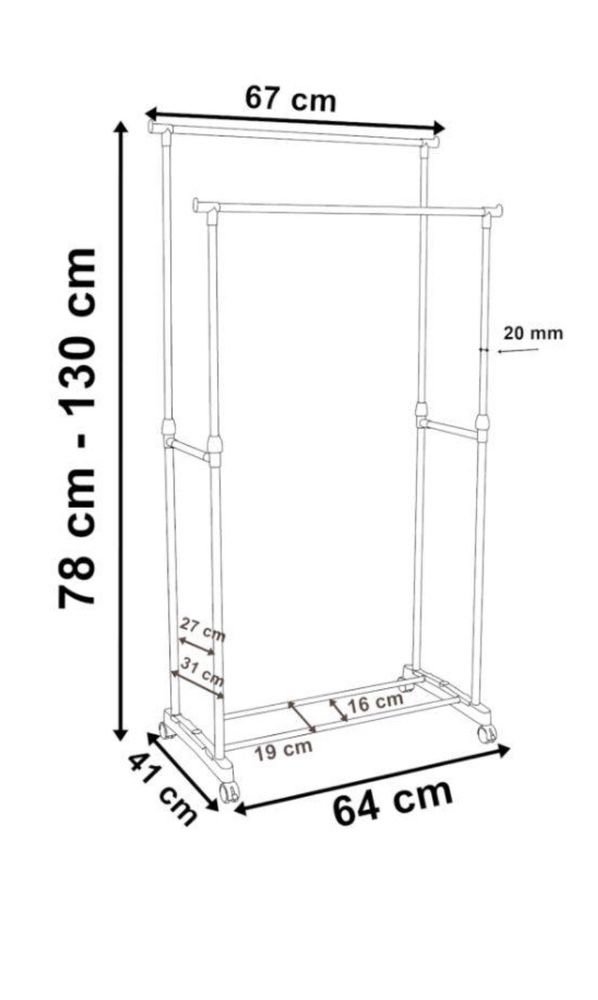 Suport dublu, metalic, organizare garderoba