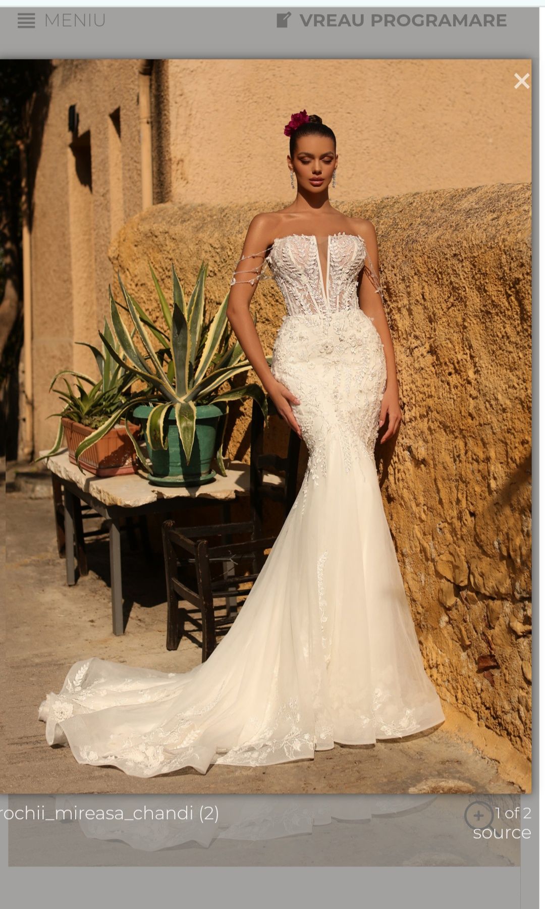 Rochie alba de mireasa tip sirena,La Novia