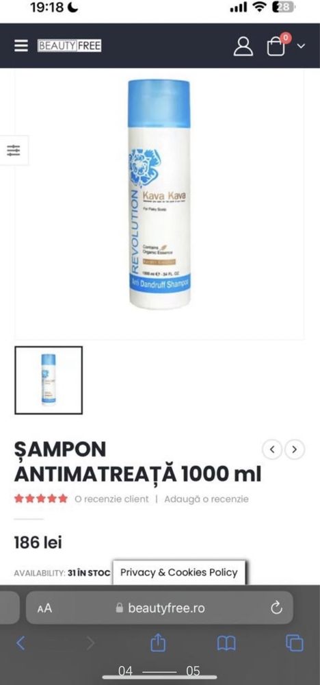 Sampon antimatreata profesional fara sulfati, silicon Kava Kava 1L NOU