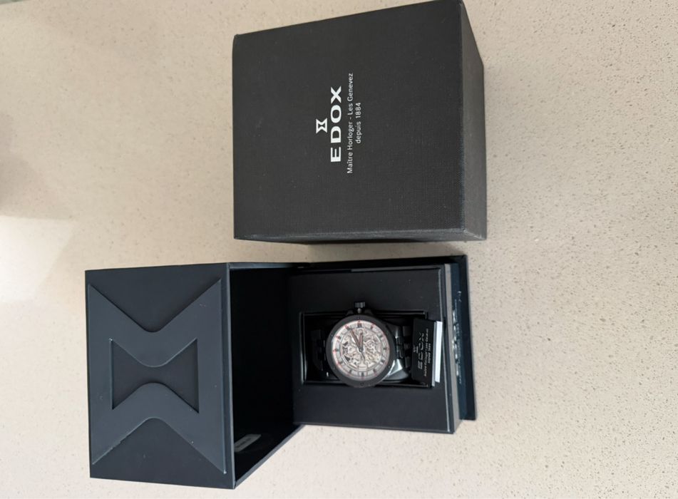 ЧИСТО НОВ! Edox Delfin Mecano Automatic Black&Orange