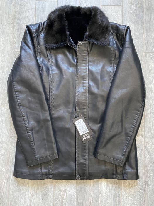 Кожанная зимняя дубленка мужская