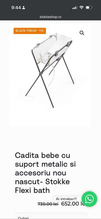 Vand cadita Stokke cu suport bebe si picioare metalice