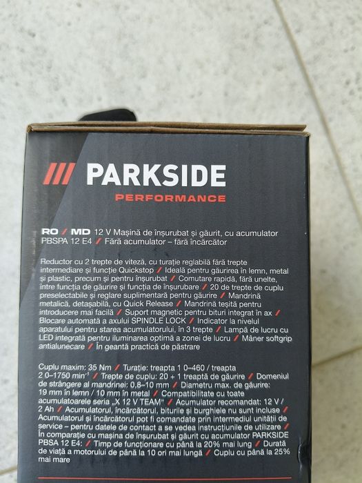 Filetanta parkside performance 12 v nou