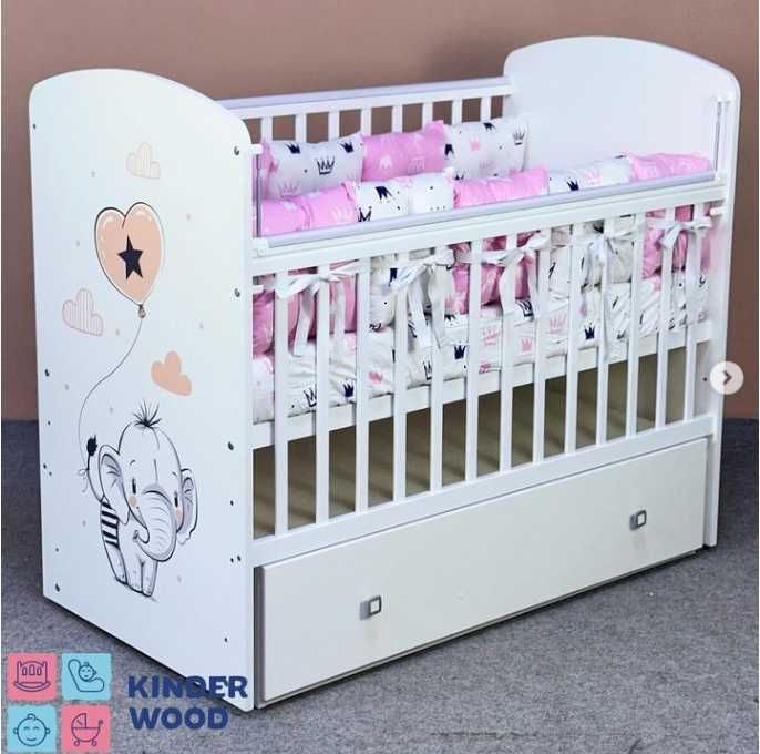 Кроватка Фея-750 с поперечным маятником и ящиком. Новые