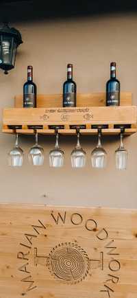 Suport personalizat de perete pt pahare si sticle de vin