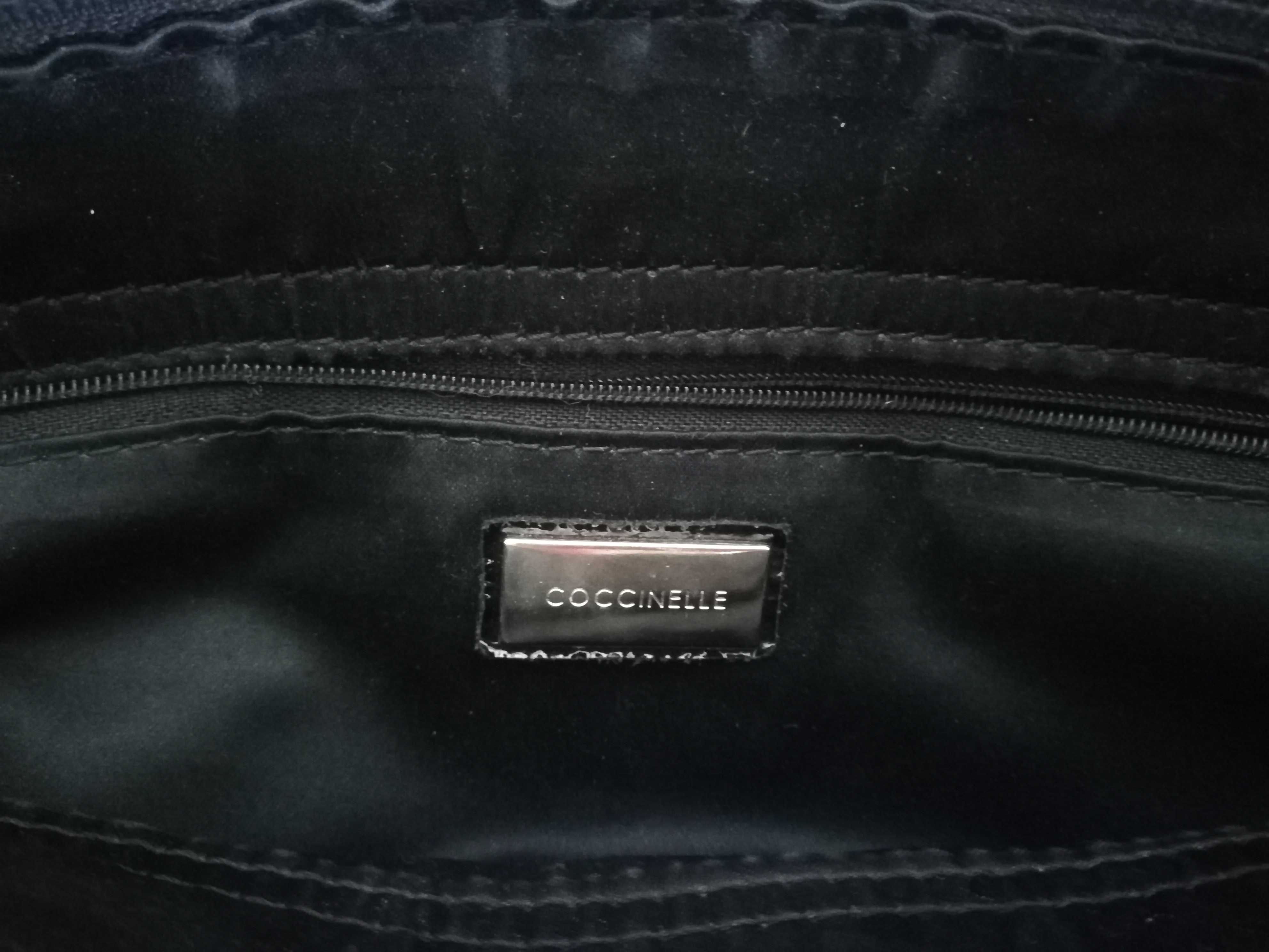 Дамска черна чанта COCCINELLE,естествен лак
