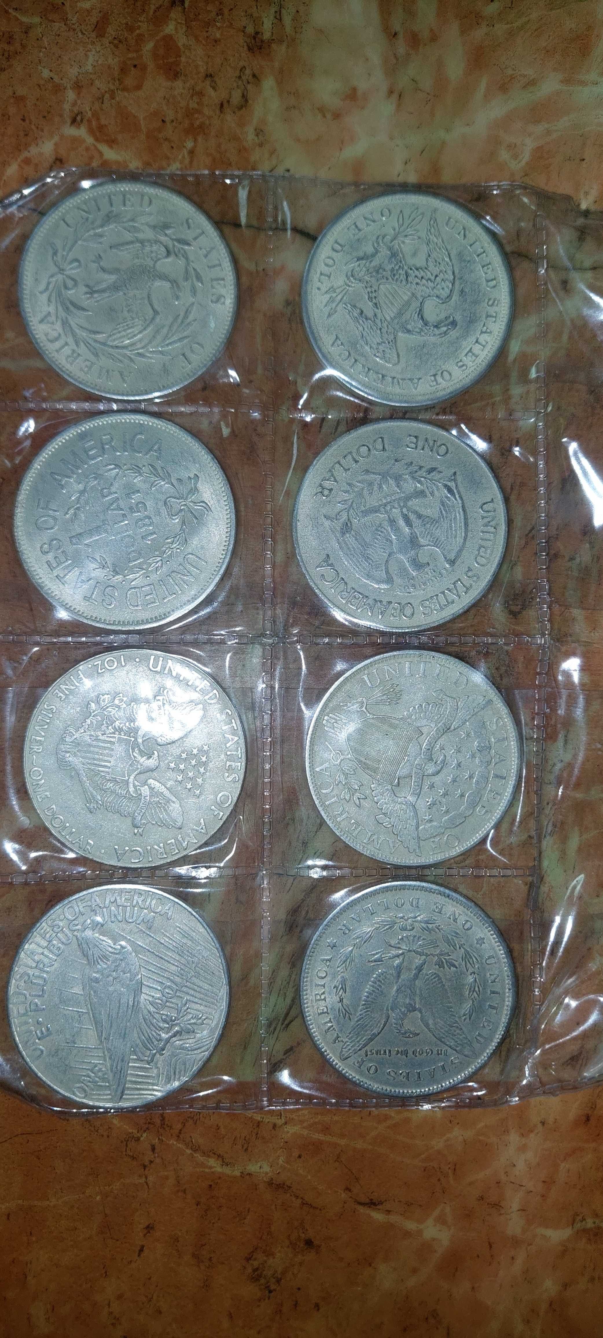 Продавам сет от 8бр. монети от 1 долар-реплика.