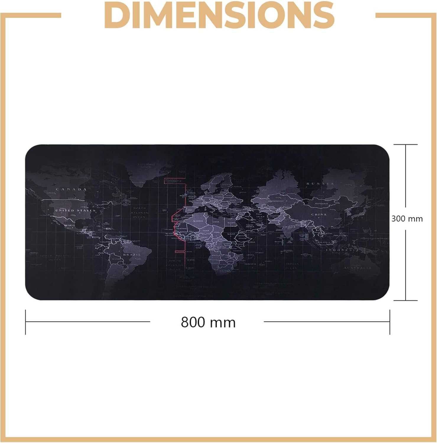 Mousepad Gaming XL cu Harta Lumii Antiderapant pentru Birou 80 x 30 cm