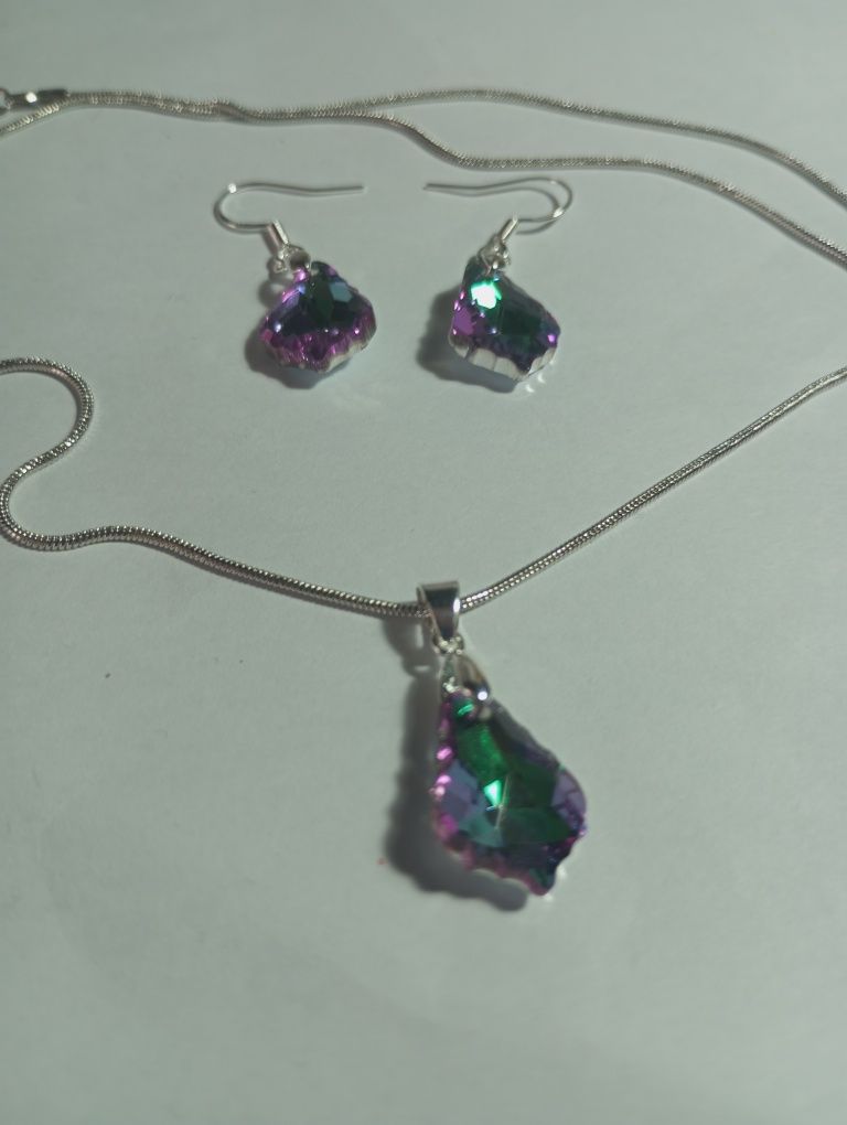 Set cercei și colier argint 925 cu cristale