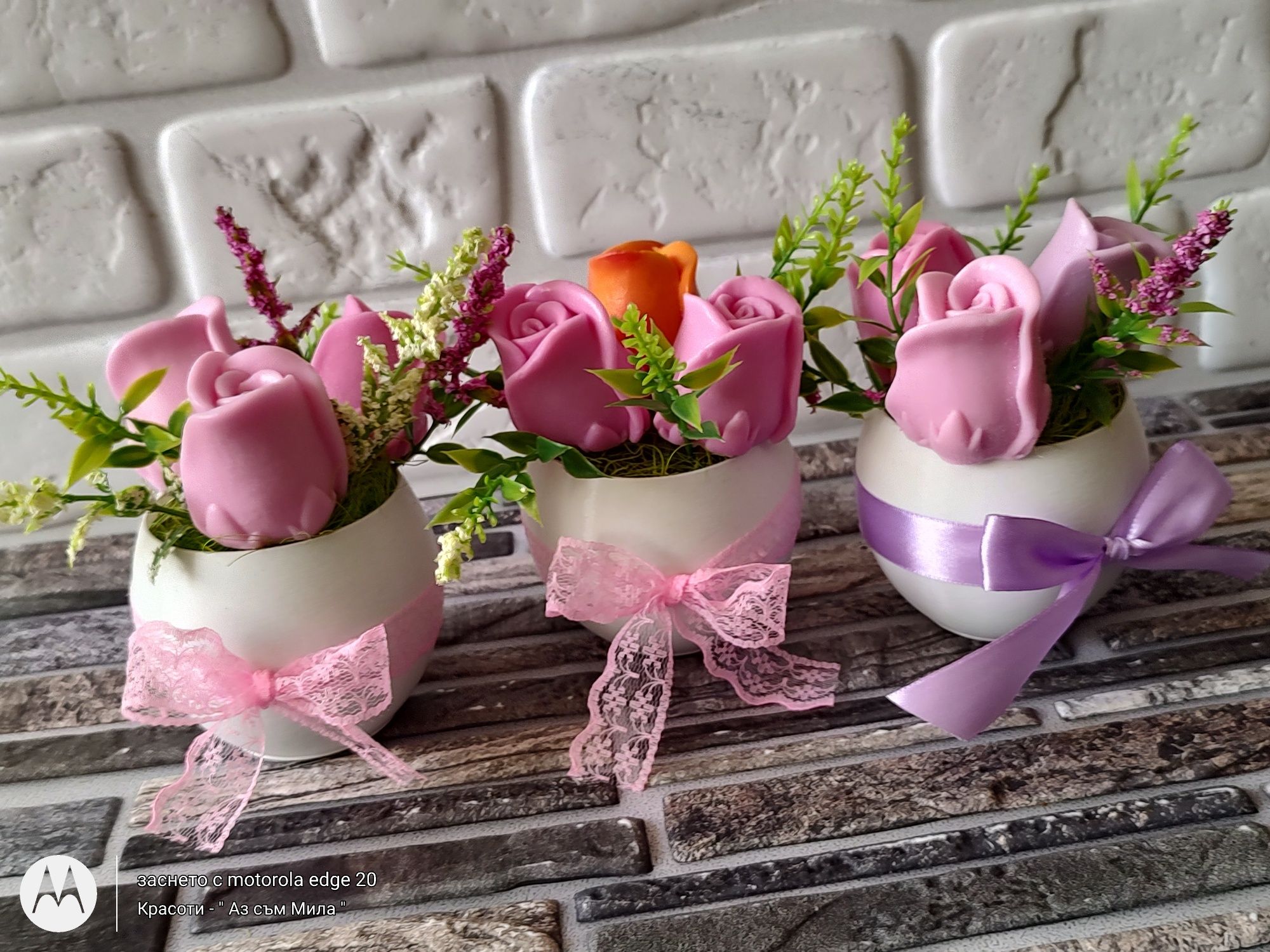 Ароматни пластични цветя и букети от глицеринов сапун