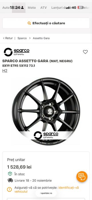vand jante SPARCO asseto gara r19