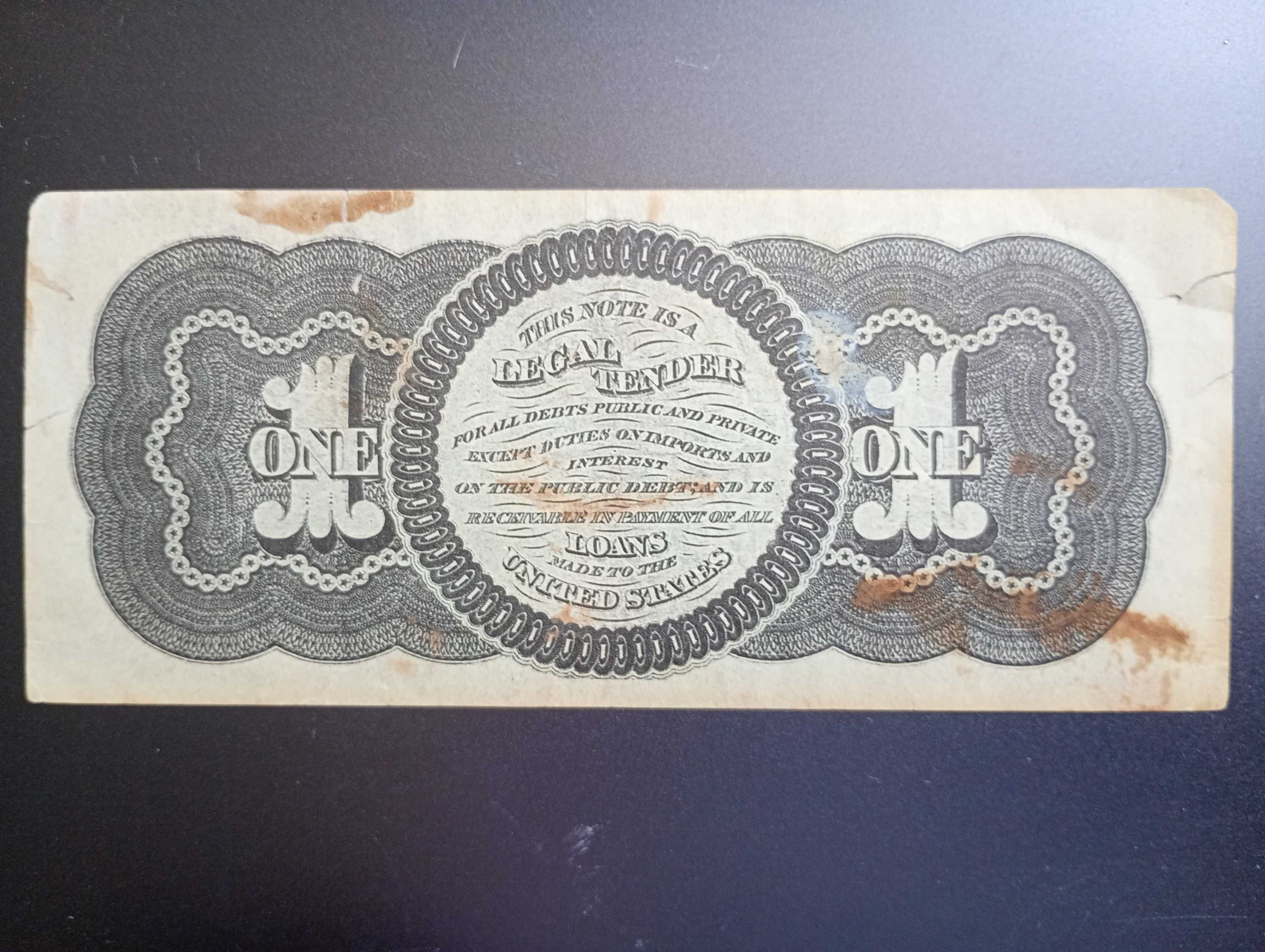 Bancnota Veche Americana de 1 dolar emis in Washington in August 1862