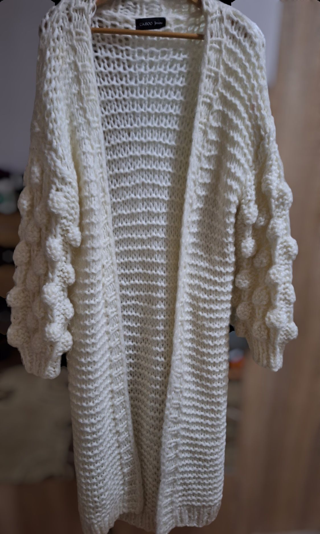 Cardigan lung tricotat