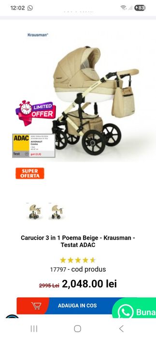 Carucior Krausman Poema Beige 3 in 1