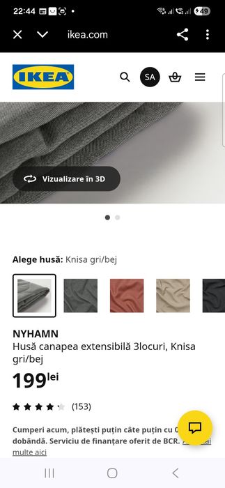 Canapea 3 locuri IKEA extensibilă, demontabilã, somiere + husa cadou
