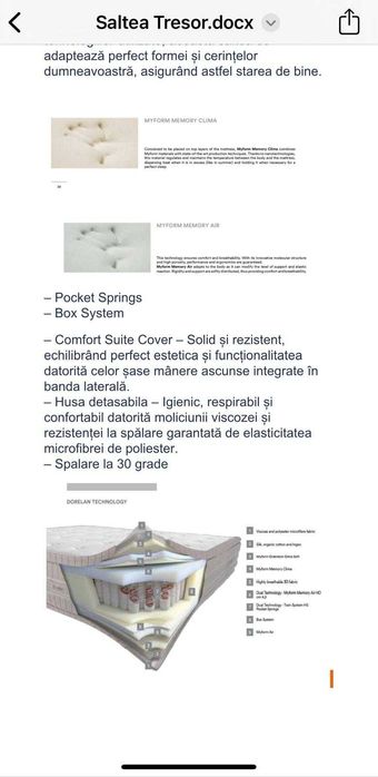 DORELANO SALTEA TRESOR 160x200 MEDIUM arc dublu impachetat individuala