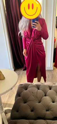 Rochie elastica fucsia, material sidefat