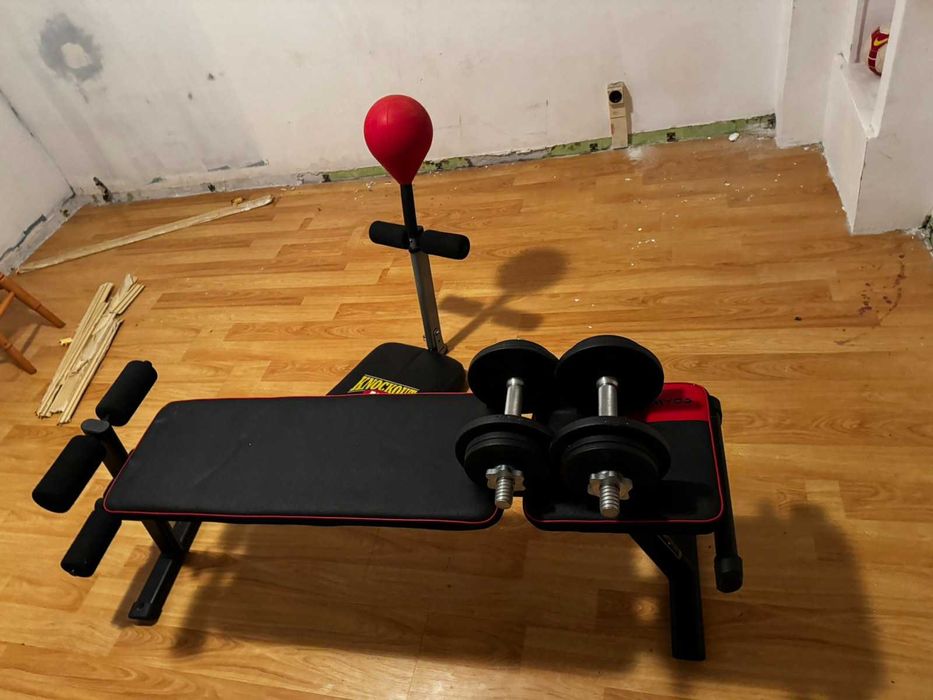 Лежанка с Гири + подарък knockout abs - уред за коремни преси.