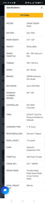 Bicicleta electrica Aniioki A8 Pro Max 52V 60Ah, ideala pentru livrări