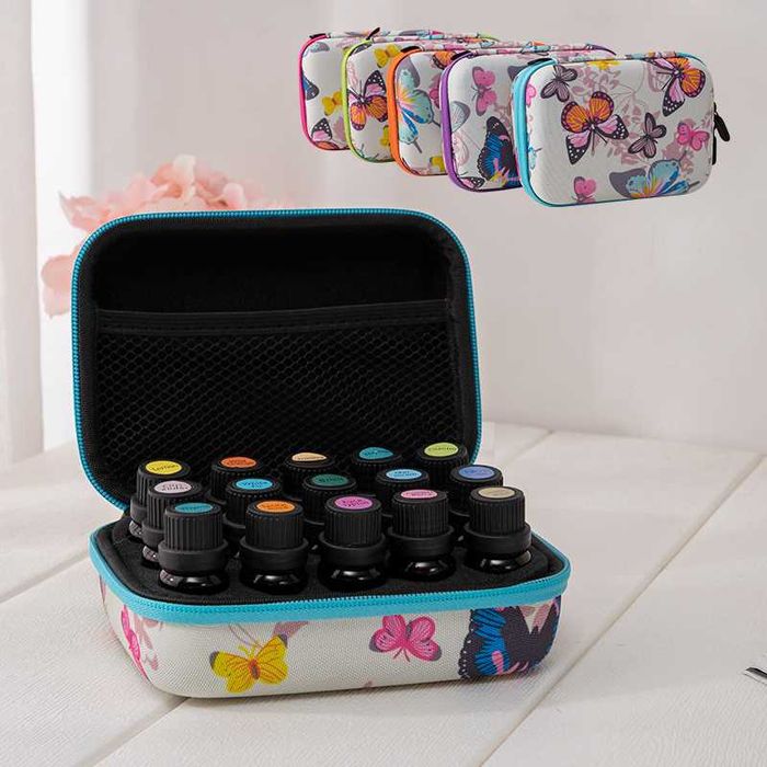 Несесер за 12бр с пеперуди чанта калъф кутия за етерични масла