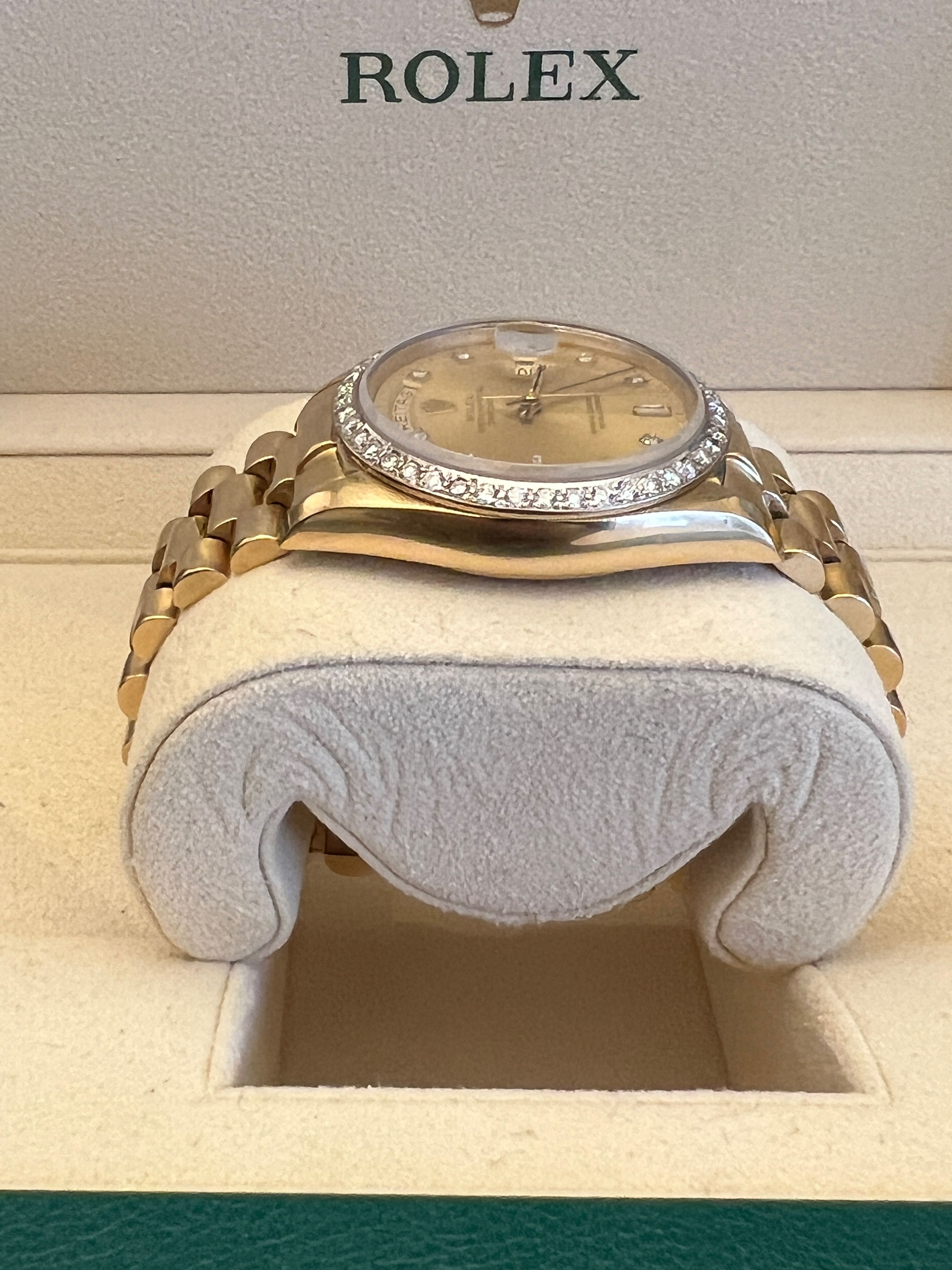 Rolex Daydate 18038 36mm full aur 18k cu diamante in cadran din Rolex