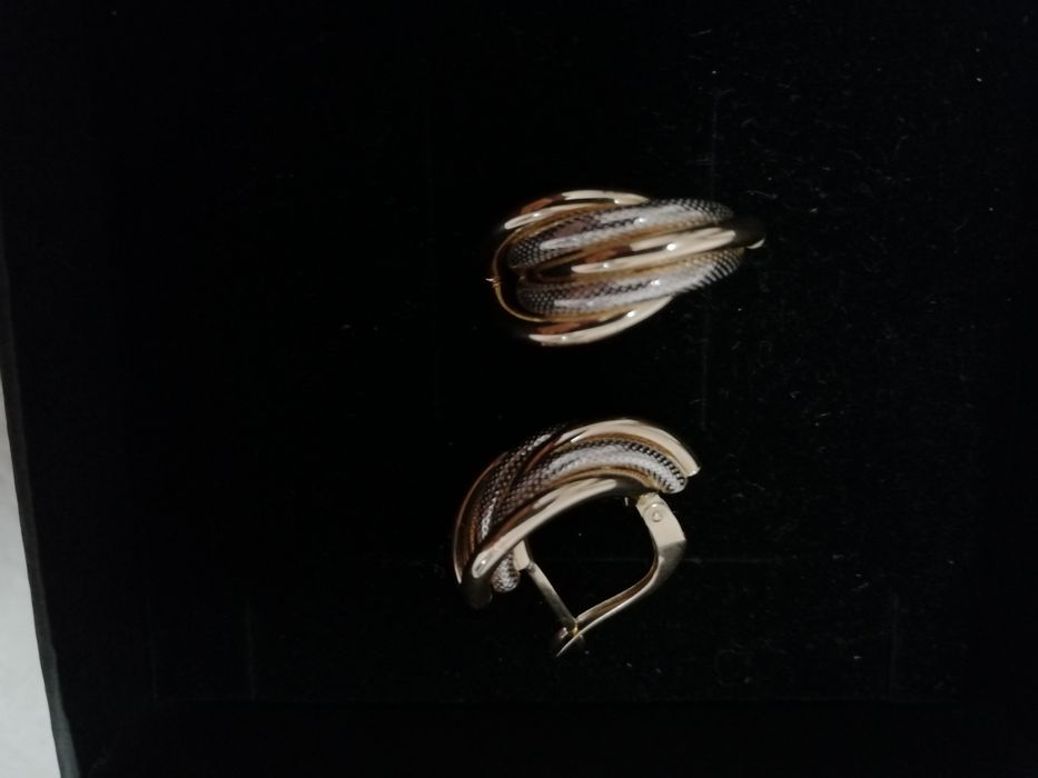 Cercei aur alb si galben 14k 4g