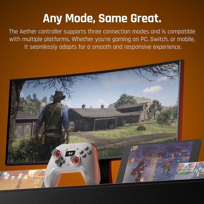 Controler gaming wireless Bigbigwon Aether Tri-Mode efect Hall,sigilat