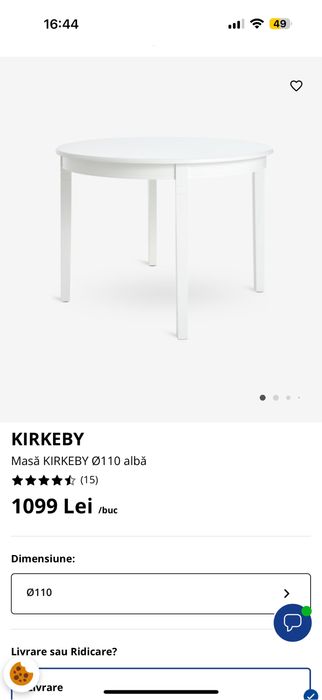 Masă KIRKEBY Ø110 albă